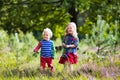 Kids playing in autumn park Royalty Free Stock Photo