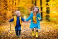 Kids playing in autumn park