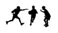 Three Kids Playing Basketball Silhouette Royalty Free Stock Photo