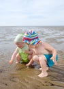 Kids playing at the beach