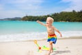 Kids playing on beach. Children play at sea Royalty Free Stock Photo