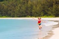 Kids playing on beach. Children play at sea Royalty Free Stock Photo