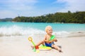 Kids playing on beach. Children play at sea Royalty Free Stock Photo