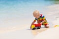 Kids playing on beach. Children play at sea Royalty Free Stock Photo