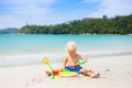 Kids playing on beach. Children play at sea Royalty Free Stock Photo