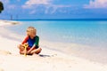 Kids playing on beach. Children play at sea Royalty Free Stock Photo