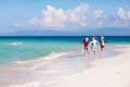 Kids playing on beach. Children play at sea Royalty Free Stock Photo