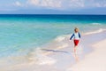 Kids playing on beach. Children play at sea Royalty Free Stock Photo