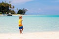 Kids playing on beach. Children play at sea Royalty Free Stock Photo