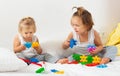 Kids playing on bed Royalty Free Stock Photo