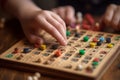 Kids playing boardgame. Generate AI