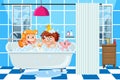 Kids playing bubbles in bathtub