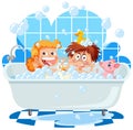 Kids playing bubbles in bathtub