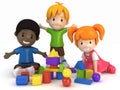 Kids Playing Building Blocks