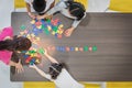 Kids playing colorful toys Royalty Free Stock Photo