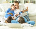 Kids playing computer games Royalty Free Stock Photo