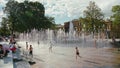 Kids Playing in Fountain, Lublin, Poland Royalty Free Stock Photo