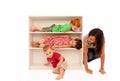 Kids playing hide and seek with mum Royalty Free Stock Photo