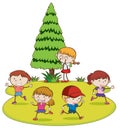 Kids Playing Hide and Seek in Park Royalty Free Stock Photo