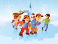 Kids Playing Ice Skating Royalty Free Stock Photo