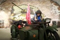 Kids playing on military motorcycle M-72