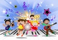 Kids playing music instrument Royalty Free Stock Photo