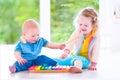 Kids playing music with xylophone Royalty Free Stock Photo