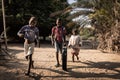 Kids playing in Namibe desert - Angola - Africa Royalty Free Stock Photo