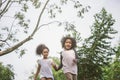 Kids playing outdoors with friends. Royalty Free Stock Photo
