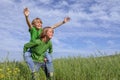 Kids playing outdoors Royalty Free Stock Photo