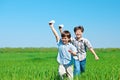 Kids playing with paper planes Royalty Free Stock Photo