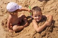 Kids playing in sand Royalty Free Stock Photo