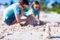 Kids playing with sand Royalty Free Stock Photo