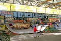 Kids playing in skatepark, Paris, France Royalty Free Stock Photo