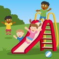 Kids Playing on the Slide Royalty Free Stock Photo
