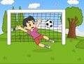 Kids playing soccer in the park cartoon