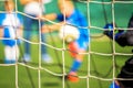 Kids playing soccer, penalty kick Royalty Free Stock Photo