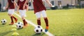 Kids Playing Soccer on Training Football Pitch. Sports Soccer Players on Training Royalty Free Stock Photo