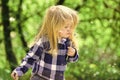 Kids playing with toys. Boy with flower on idyllic sunny day Royalty Free Stock Photo