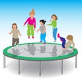 Kids playing trampoline Royalty Free Stock Photo