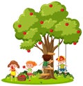 Kids playing under the tree Royalty Free Stock Photo