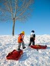 Kids playing in winter Royalty Free Stock Photo
