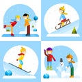 Kids playing winter games.