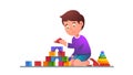 Kids playing wooden blocks building tower toy Royalty Free Stock Photo