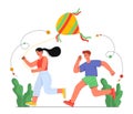 Kids plays with kites vector concept Royalty Free Stock Photo