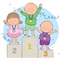 Kids on podium Royalty Free Stock Photo
