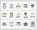 Kids posters set. Scandinavian style childish typography print