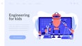 Engineering for kids concept landing page. Royalty Free Stock Photo