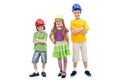 Kids with protective helmets posing