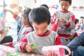 Kids in a public Kindergarden are doing handworks in Shenzhen of Guangdong, China